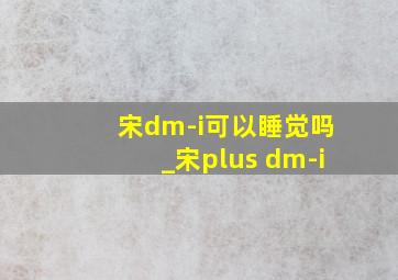 宋dm-i可以睡觉吗_宋plus dm-i